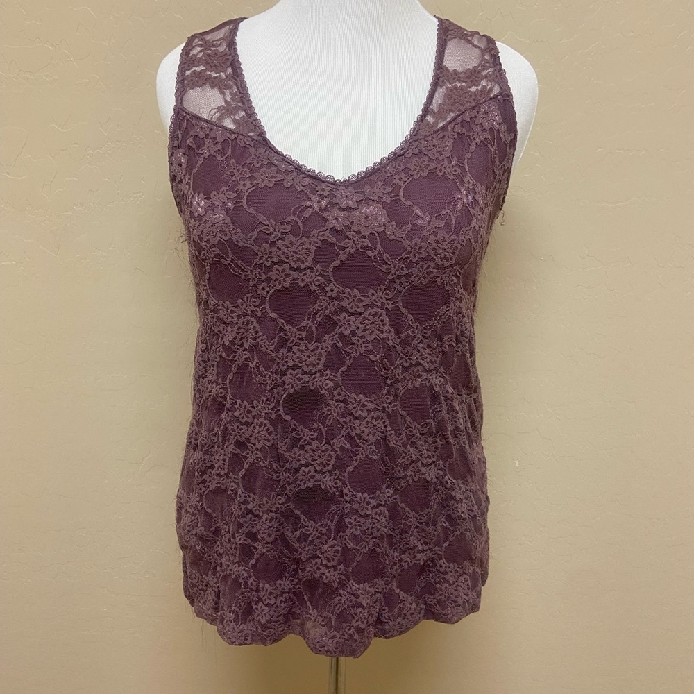 Torrid Plum Lace Sleeveless Tank Top